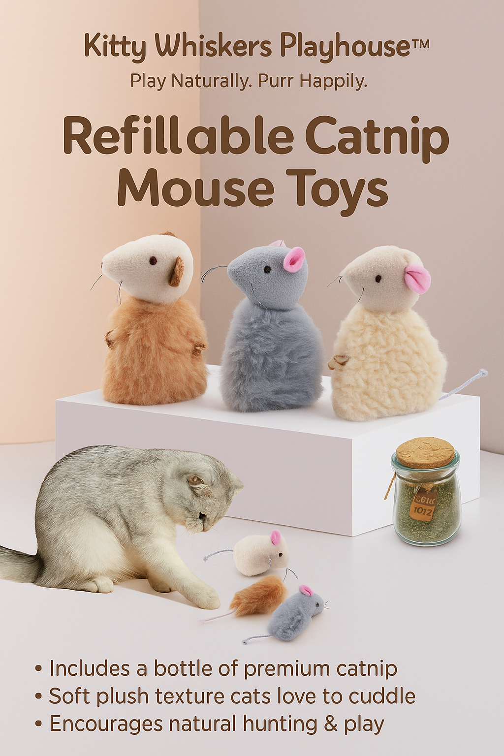 reusable catnip mouse (3 packs)